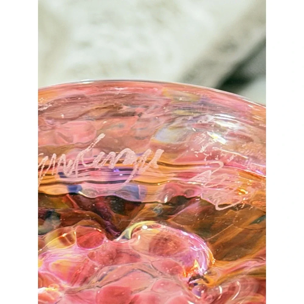 Beautiful Hand Blown Glass Bowl With Signature Dated 2003 6